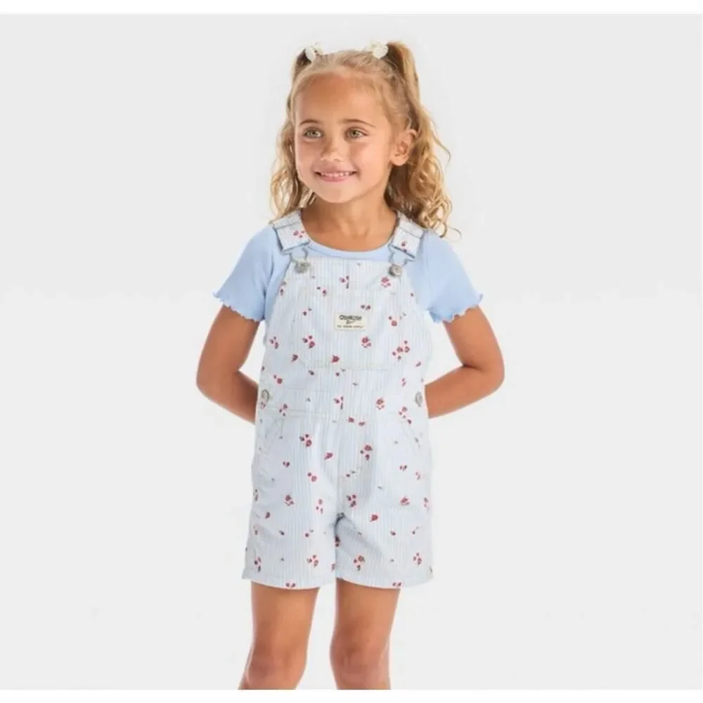✨OshKosh B'gosh® Toddler Girls Green Floral  Sz 4T Shortall✨